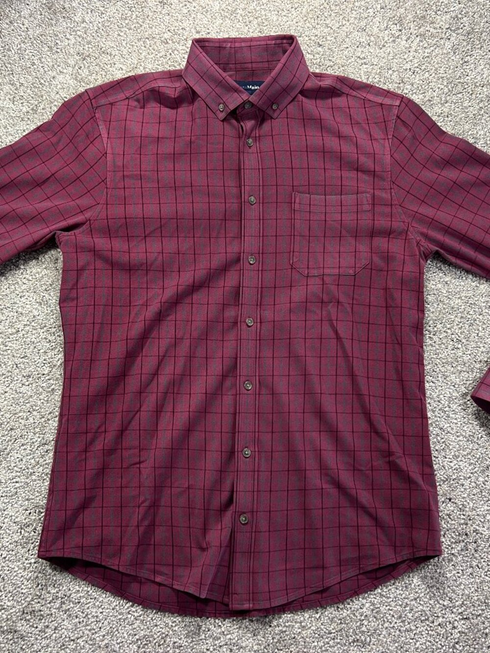 Men's Mizzen+Main Large Trim Tall Burgundy Plaid Button Down Long Sleeve